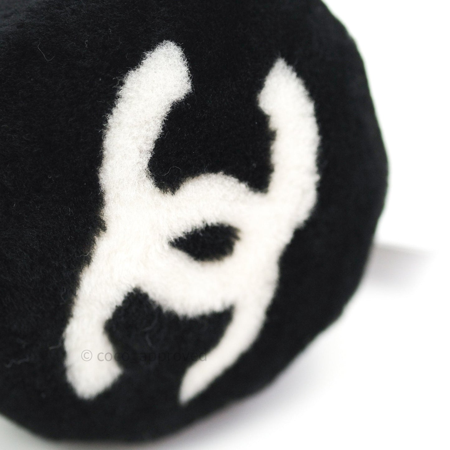 Chanel Shearling Cashmere Black Ivory Logo Earmuffs