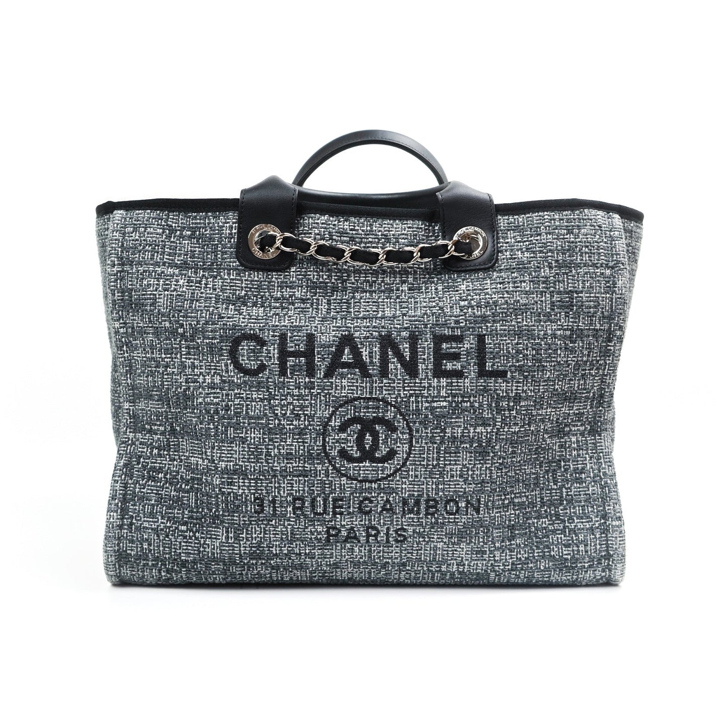 Chanel Large Deauville Charcoal Grey Canvas