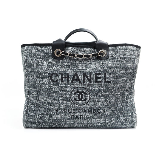 Chanel Large Deauville Charcoal Grey Canvas