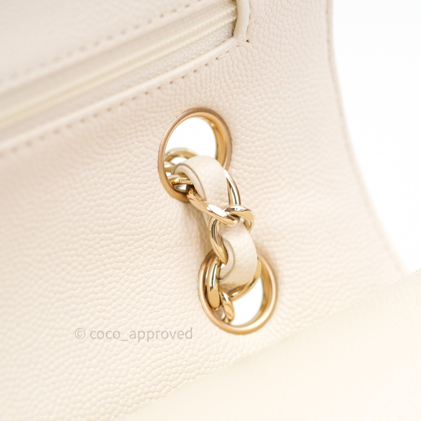 Chanel Classic Double Flap Quilted M/L Ivory Caviar Gold Hardware 17C