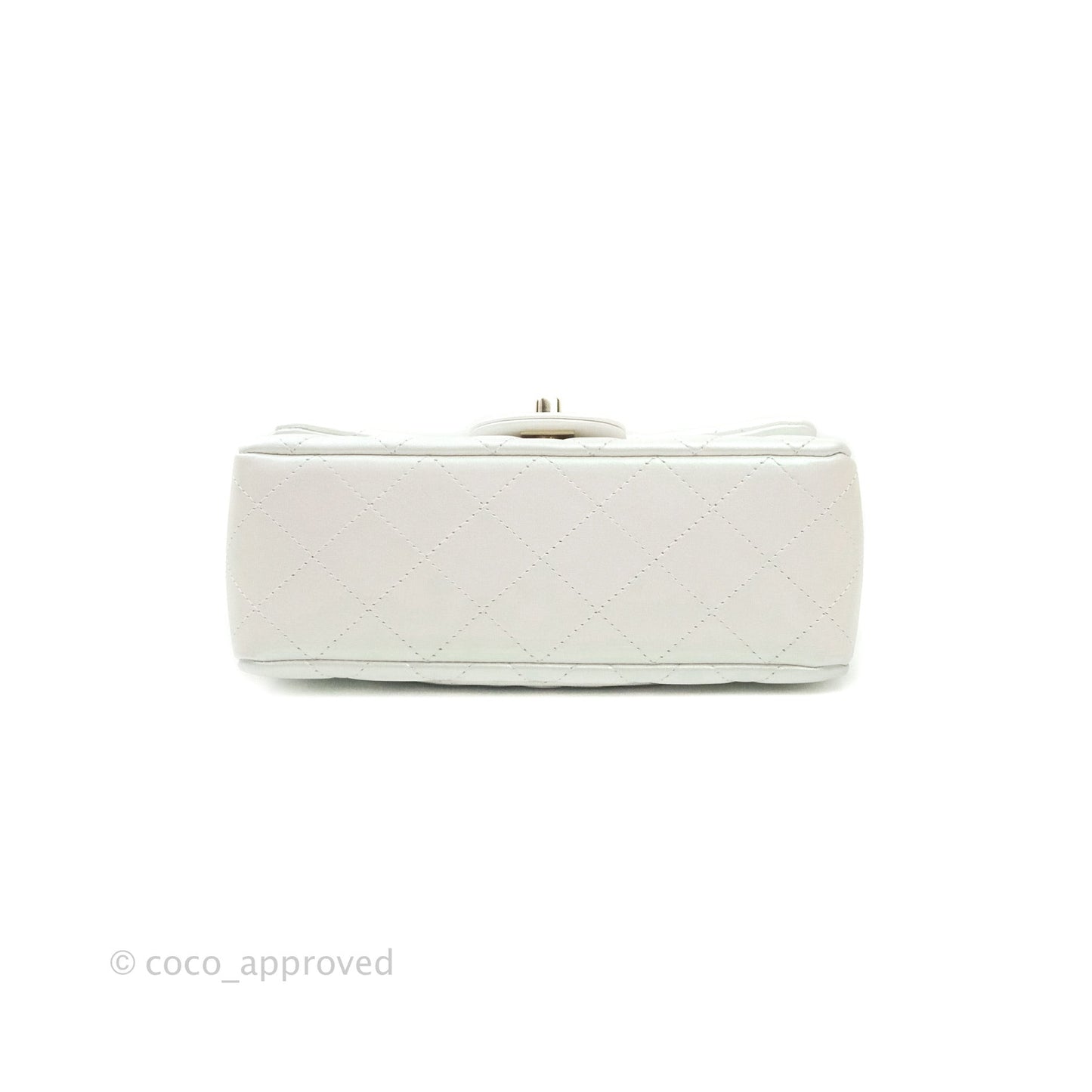 Chanel Quilted Mini Rectangular Lambskin Iridescent White Gold Hardware
