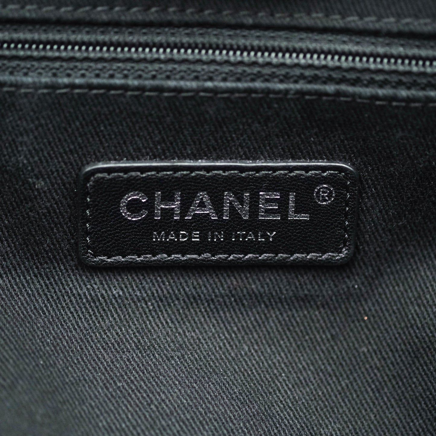 Chanel Denim Deauville Grey/Black With Black Sequins Logo