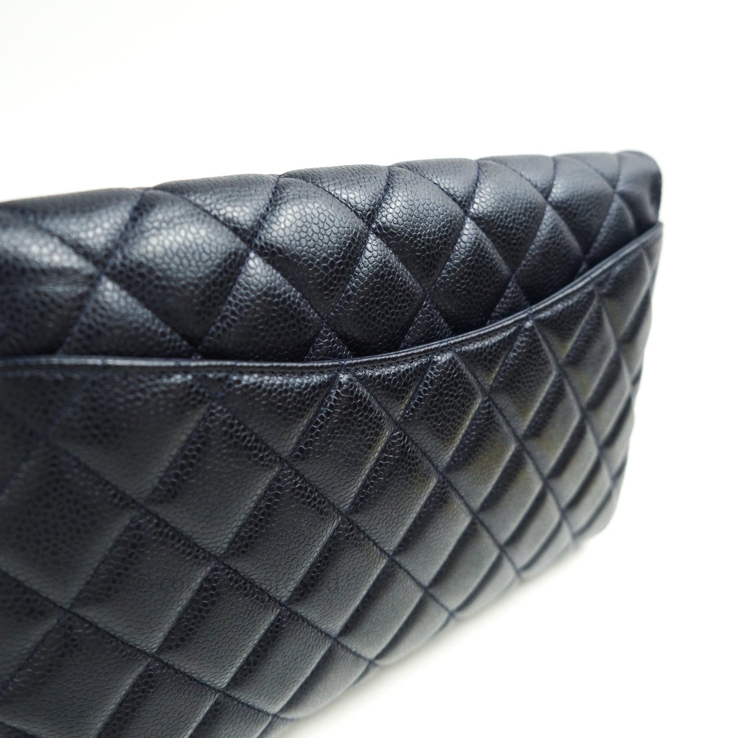 Chanel Quilted Clutch with Chain Dark Navy Caviar Silver Hardware