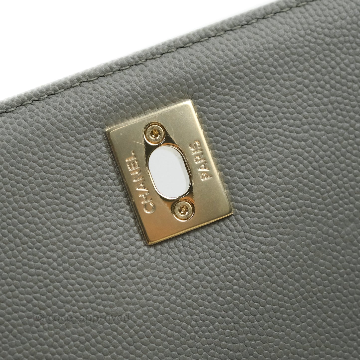 Chanel Quilted Small Business Affinity Flap Grey Caviar Light Gold Hardware