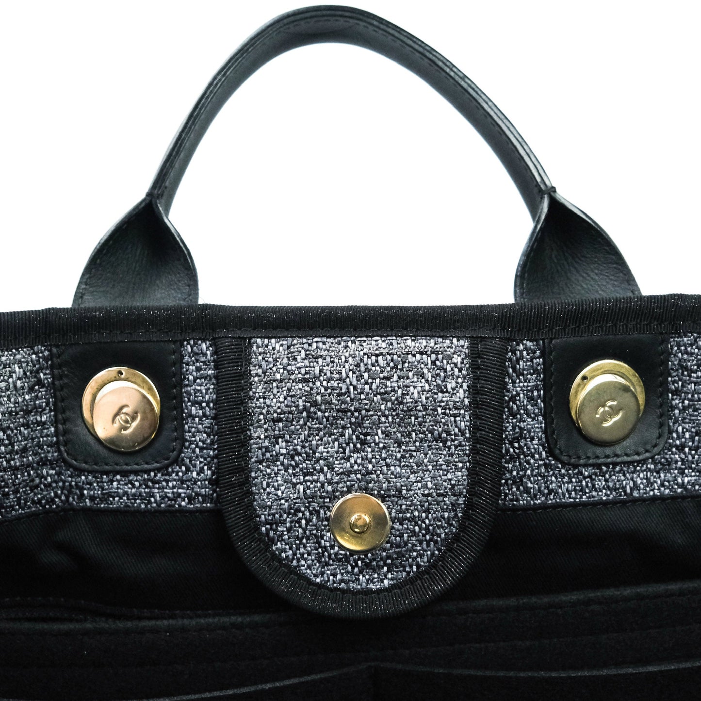Chanel Large Deauville Charcoal Grey Canvas