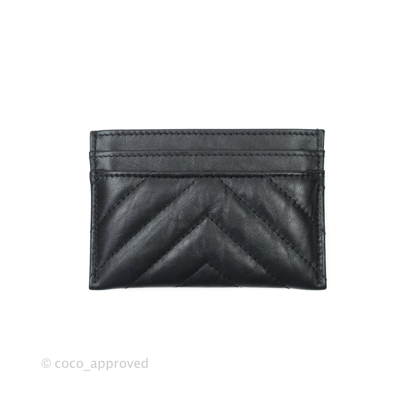 Chanel So Black Chevron Reissue Aged Calfskin Flat Card Holder