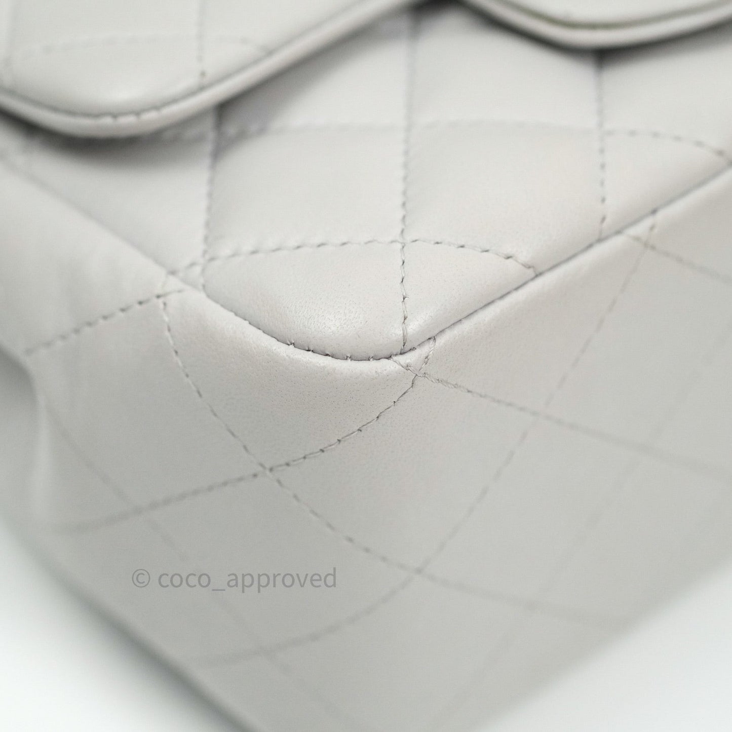Chanel Mini Square Grey Lambskin Silver Hardware 19B