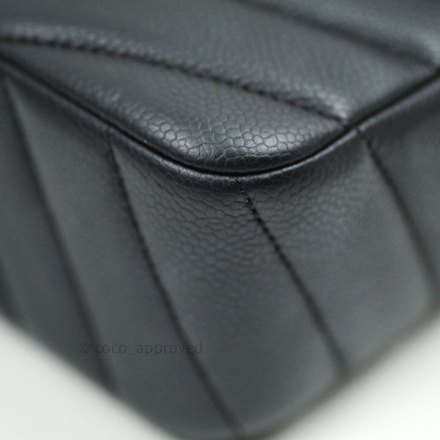 Chanel Medium Chevron Grained Calfskin Black Silver Hardware
