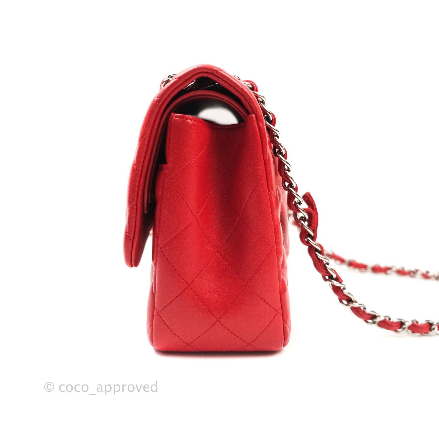 Chanel Jumbo Double Flap Red Lambskin Silver Hardware⁣⁣