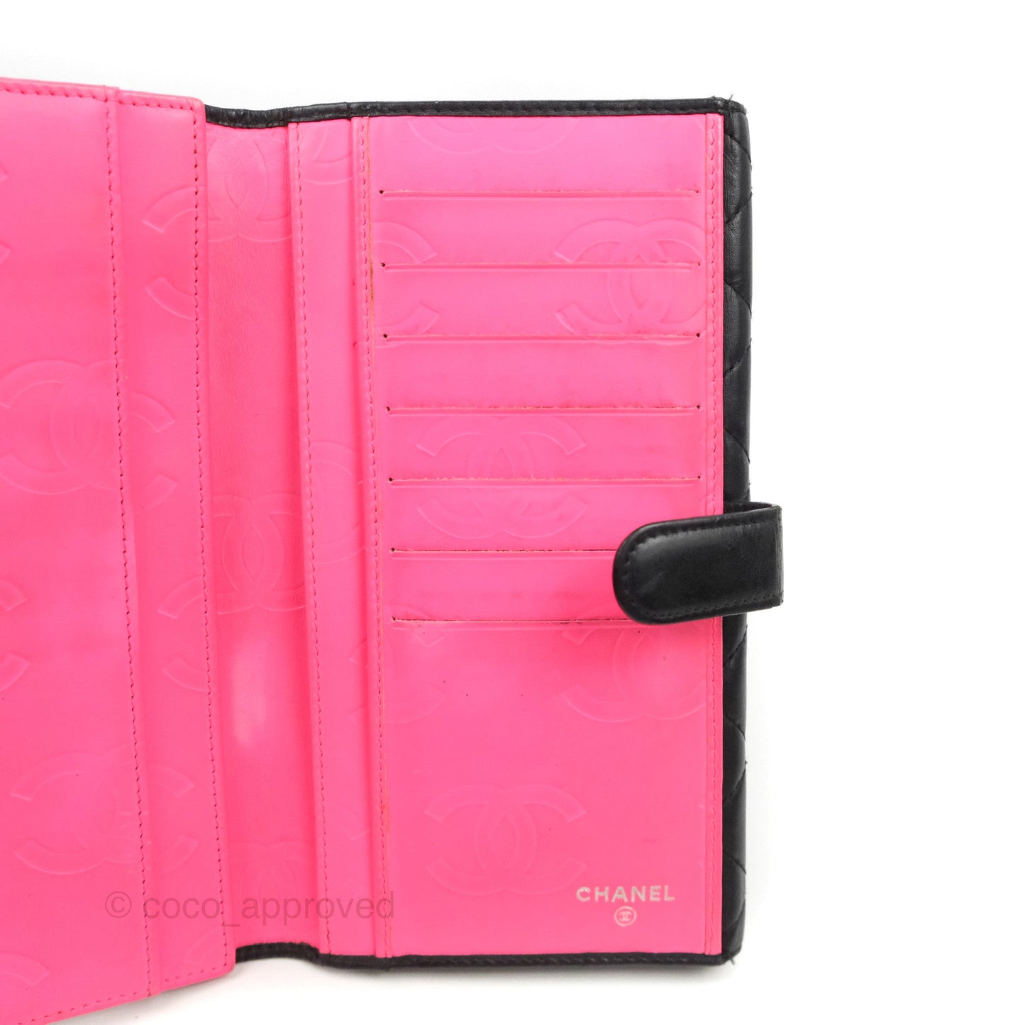 Chanel Quilted Cambon Ligne Flap Wallet Black Lambskin Patent