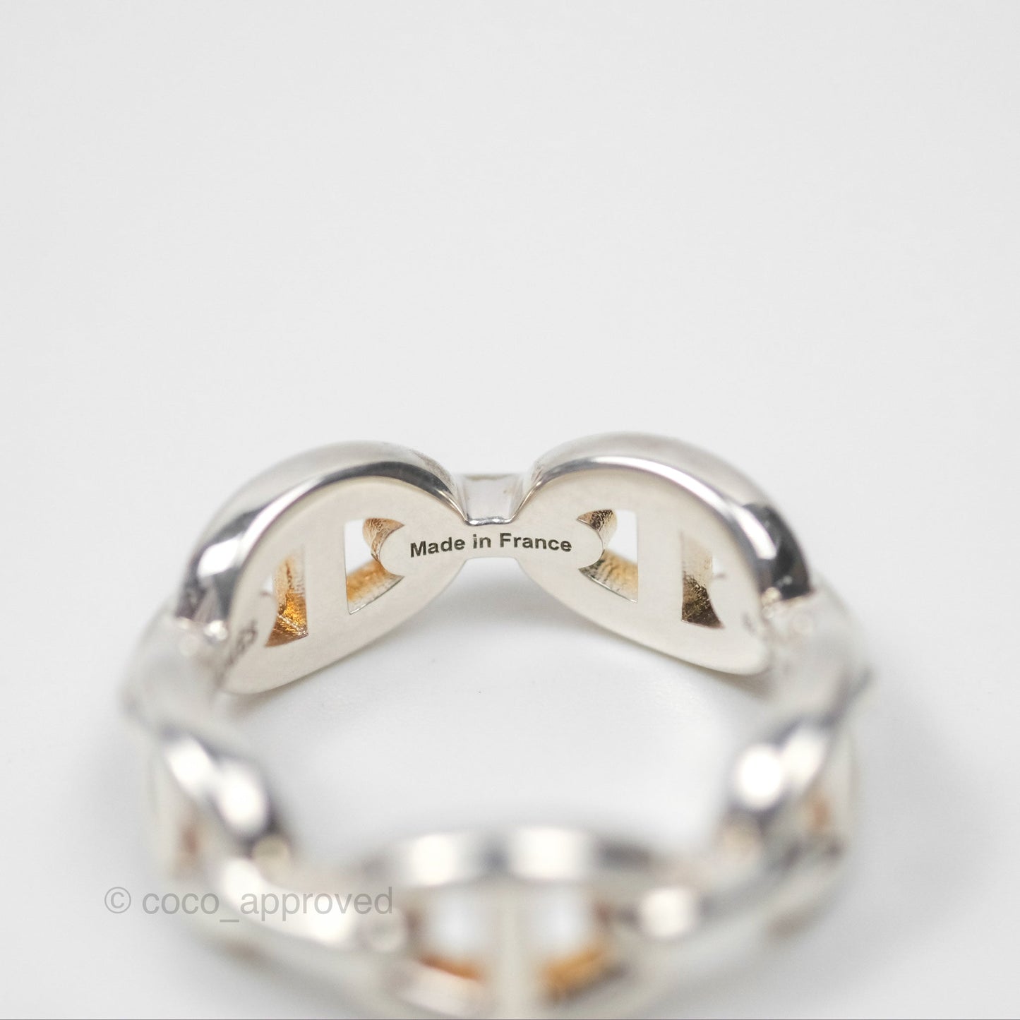Hermès Sterling Silver PM Chaine d'Ancre Enchainee Band Ring SIze 53