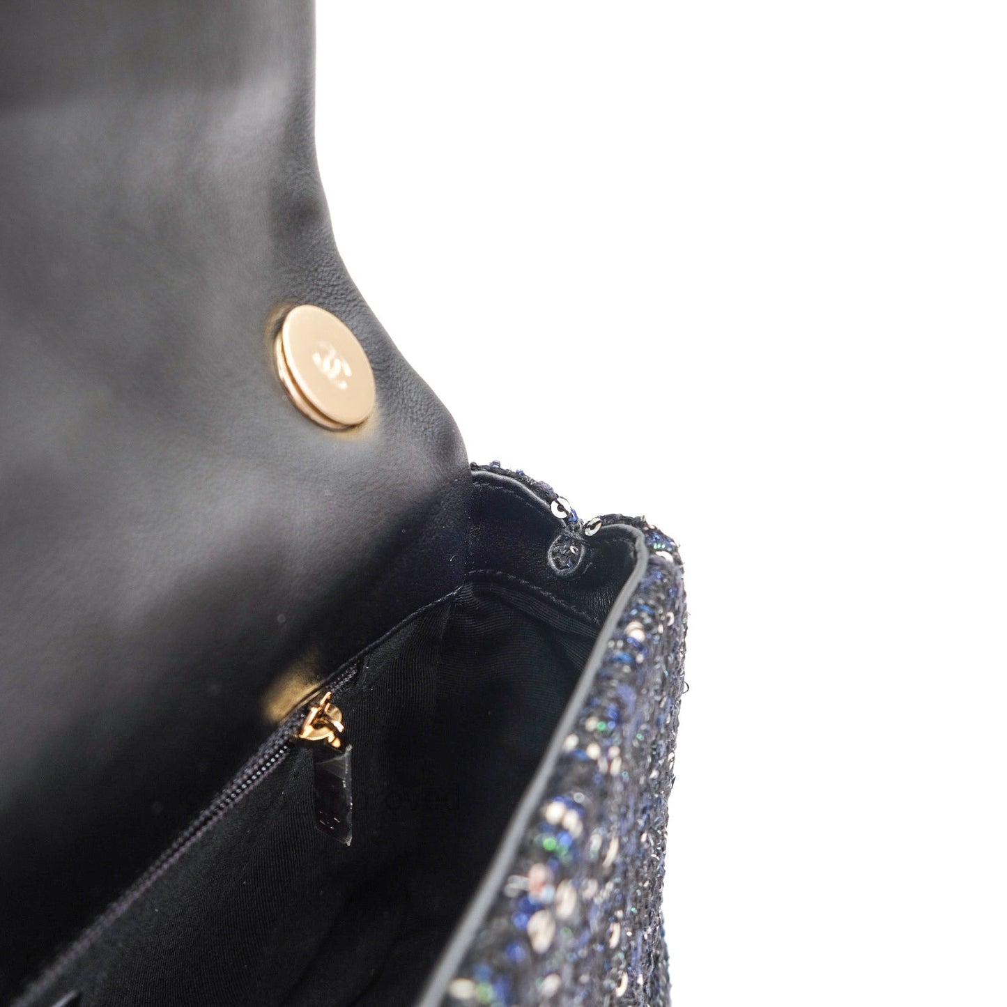 Chanel Tweed Medium Pearl Handle Flap Black Ecru