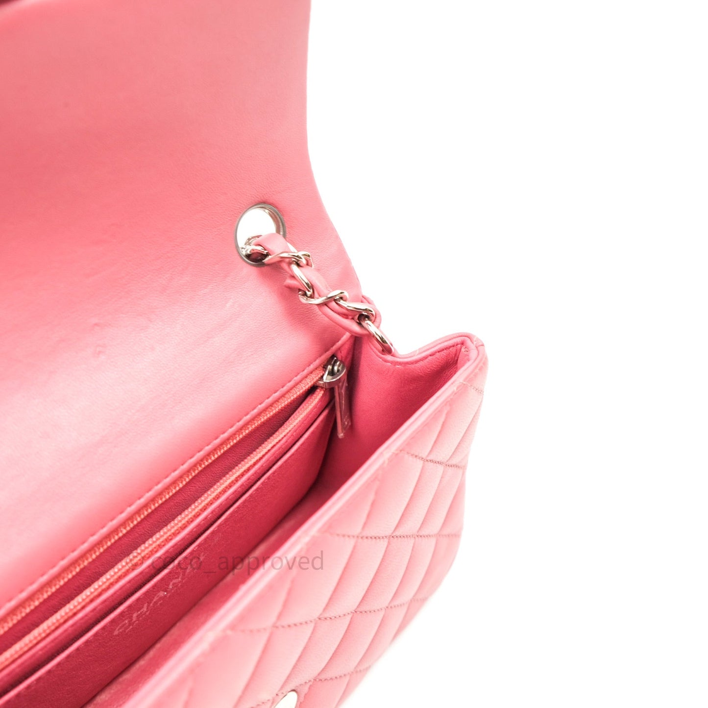 Chanel Quilted Mini Rectangular Pink Lambskin Silver Hardware