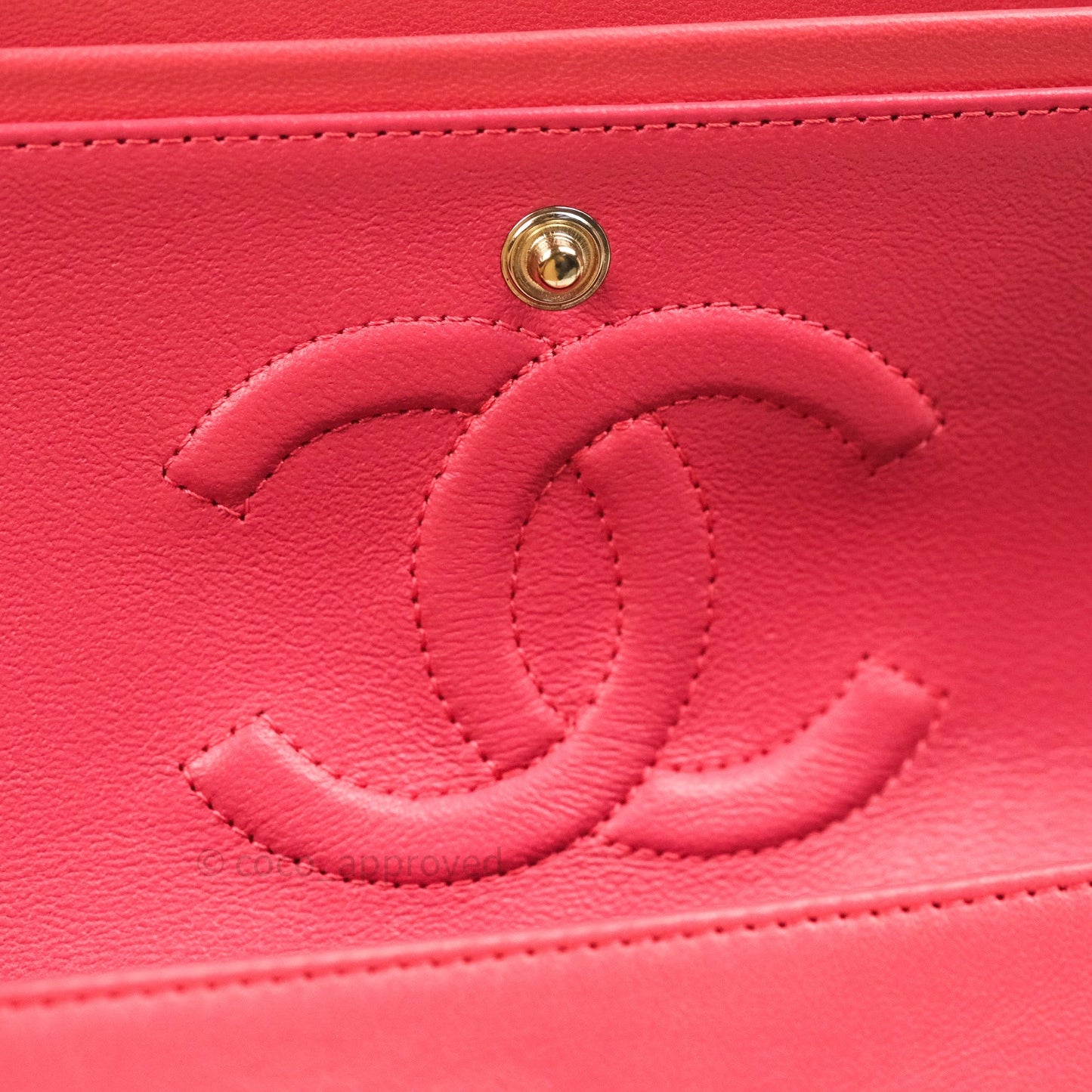 Chanel Chevron M/L Medium Double Flap Bag Dark Pink Lambskin Gold Hardware
