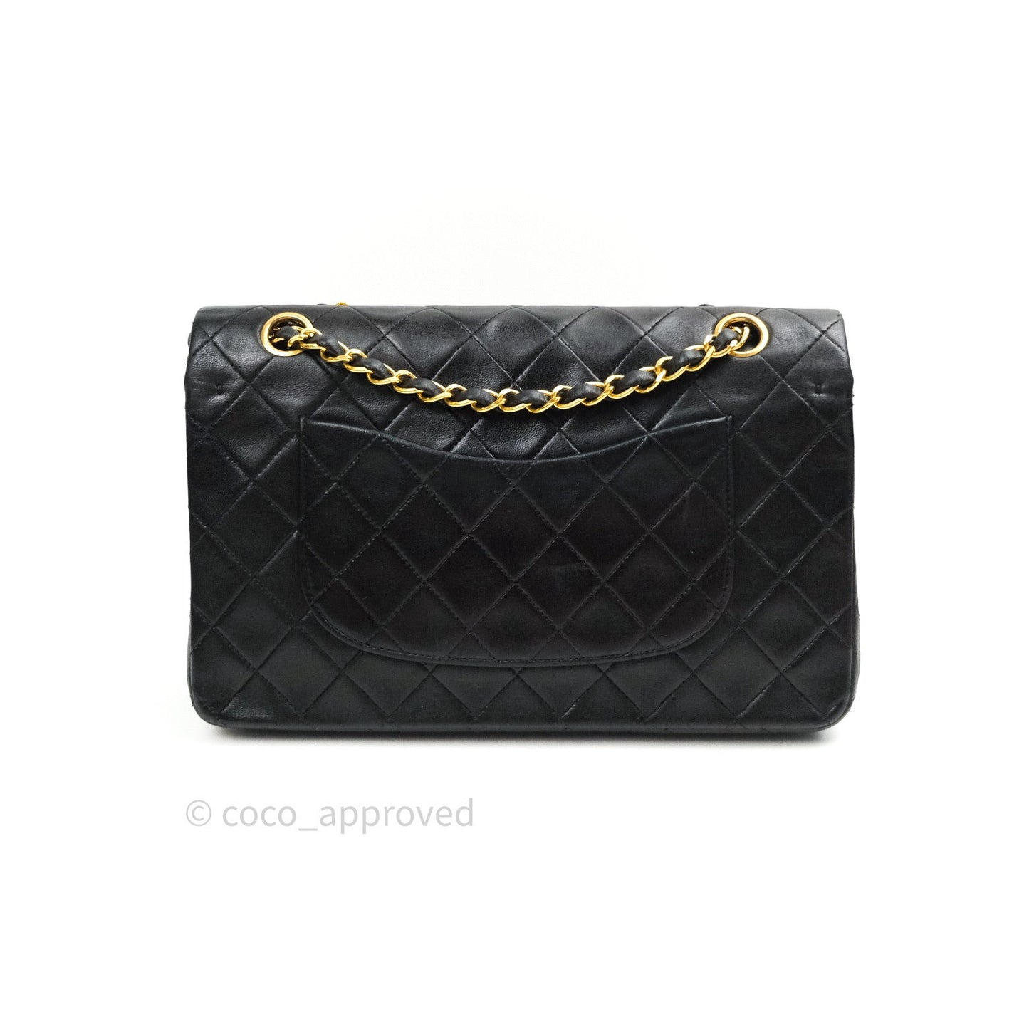Chanel Classic Vintage Double Flap M/L Black Lambskin Gold Hardware