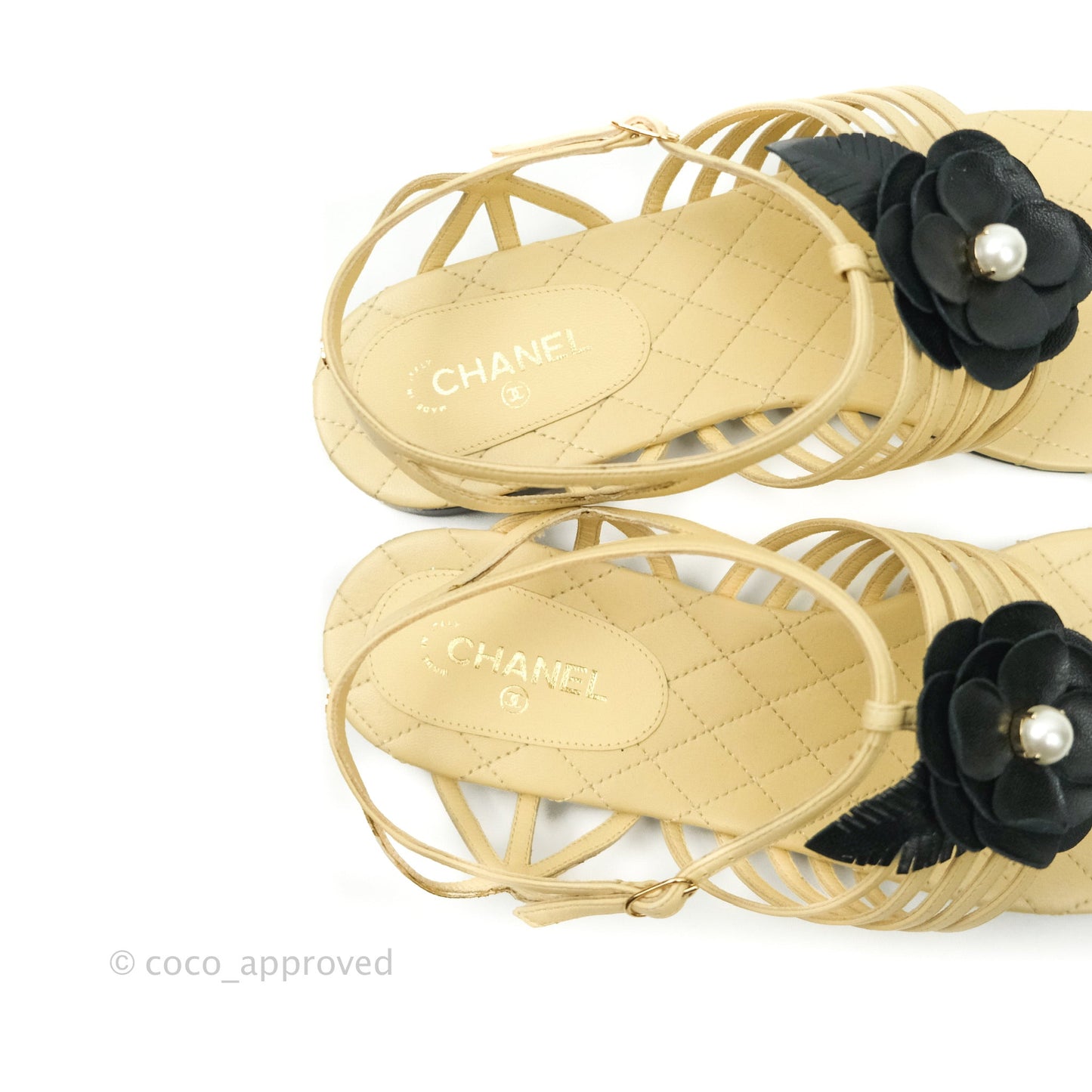 Chanel Sandal Beige Camellia 39 1/2