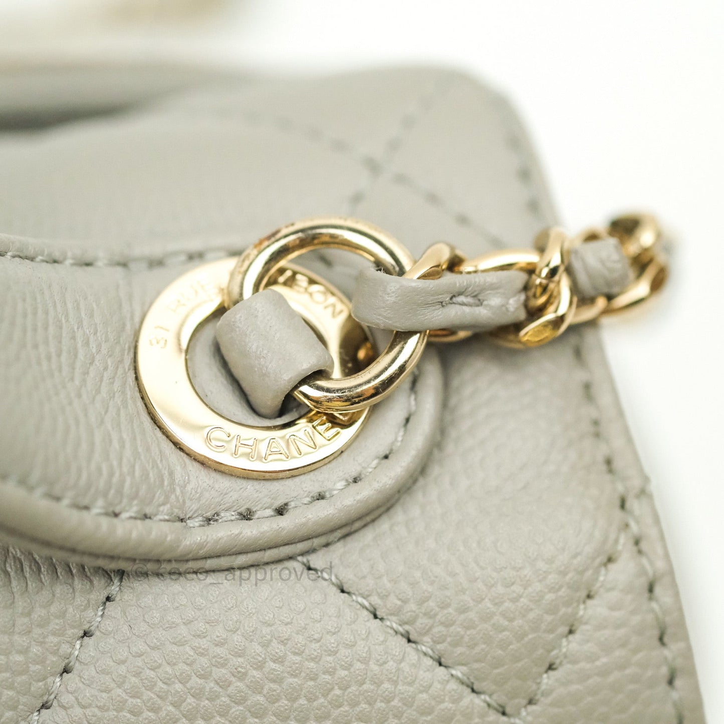 Chanel Quilted Small Business Affinity Flap Grey Caviar Light Gold Hardware