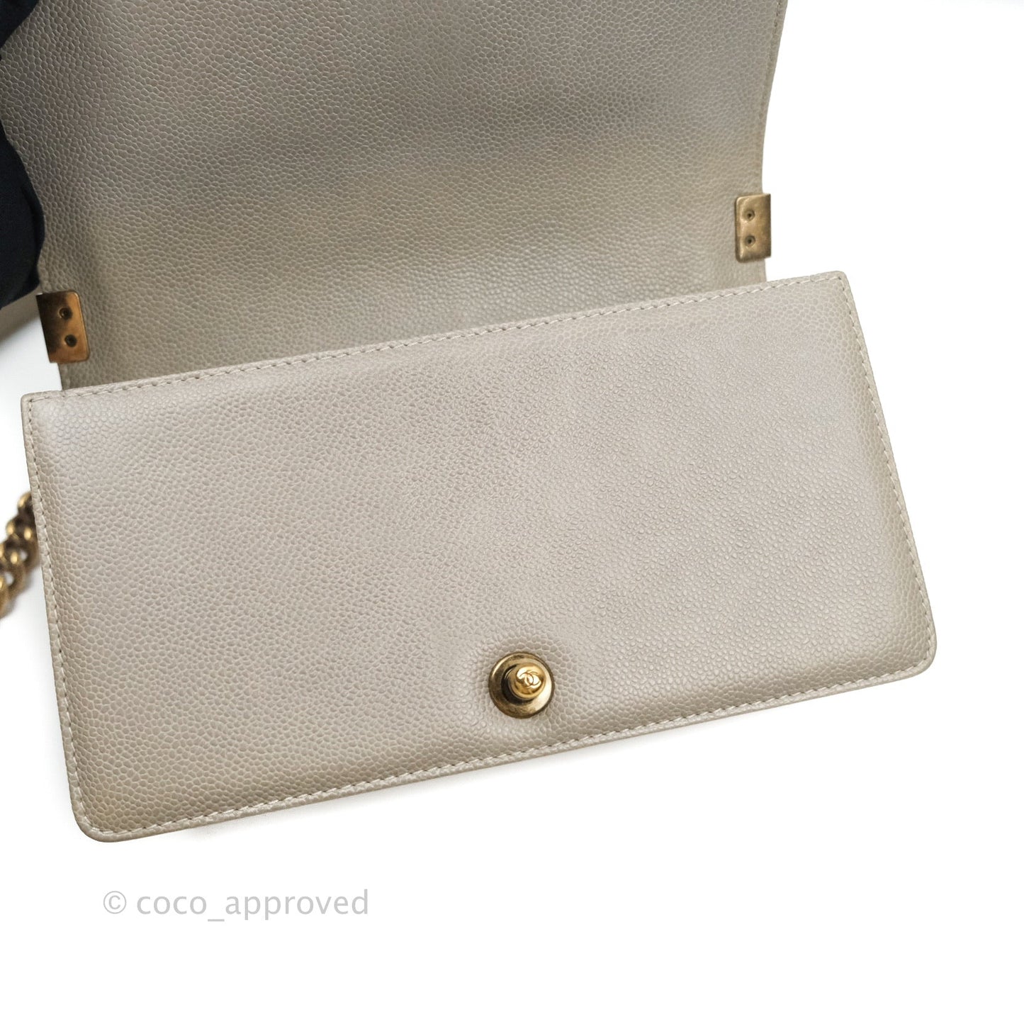 Chanel Boy Quilted Medium Taupe Grey Caviar Gold Hardware 14B