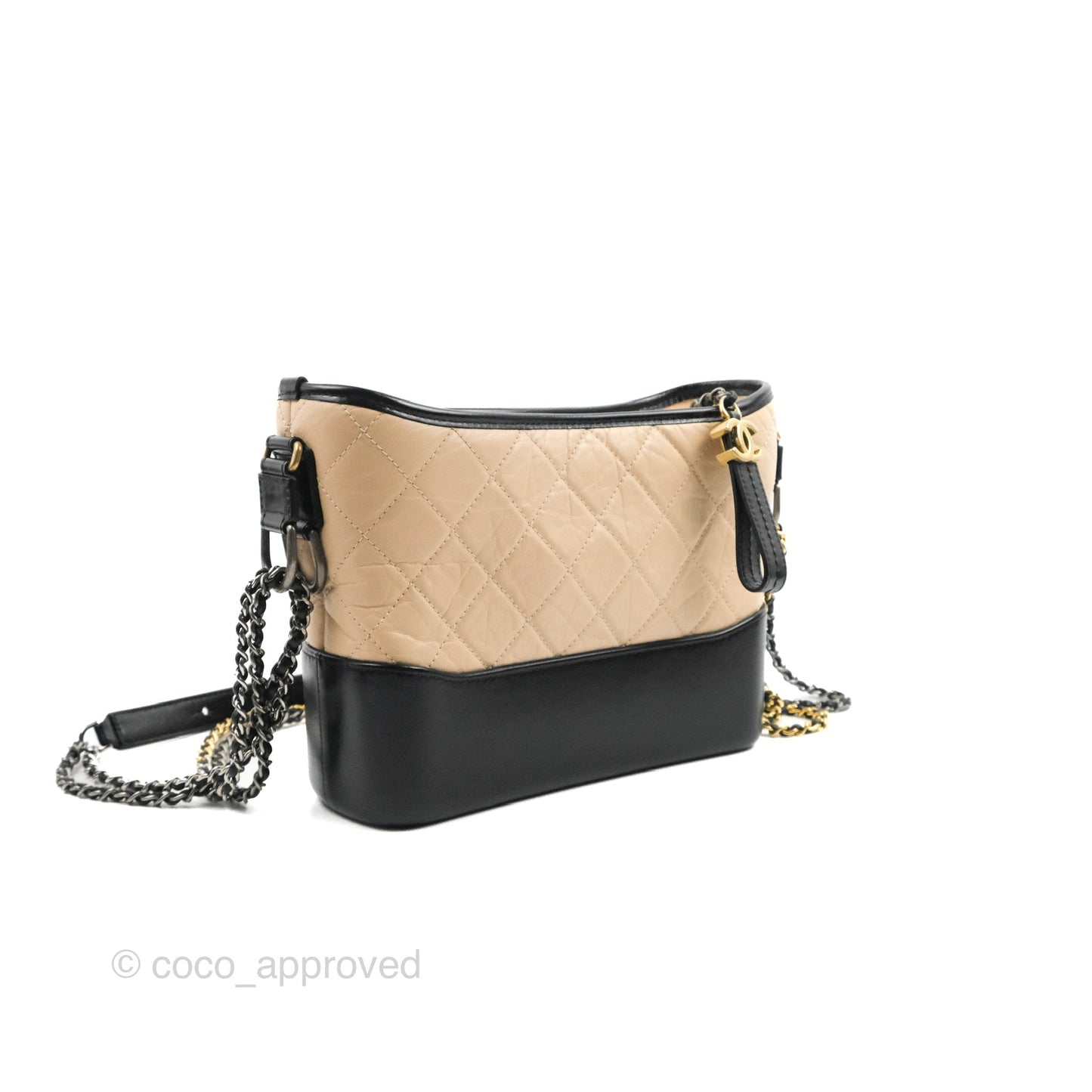 Chanel New Medium Gabrielle Hobo Beige/Black Aged Calfskin