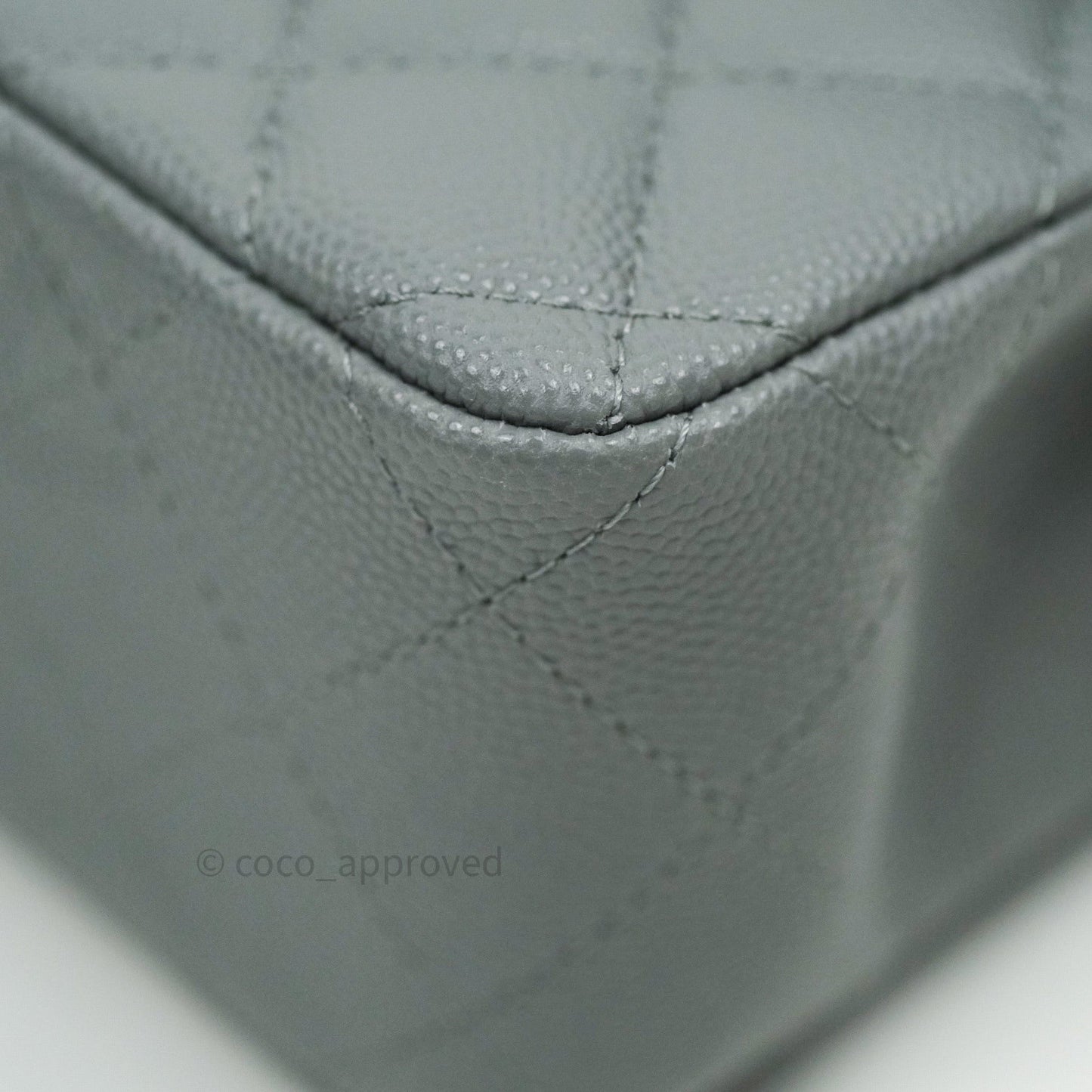 Chanel Classic Small S/M Flap Grey Caviar Light Gold Hardware