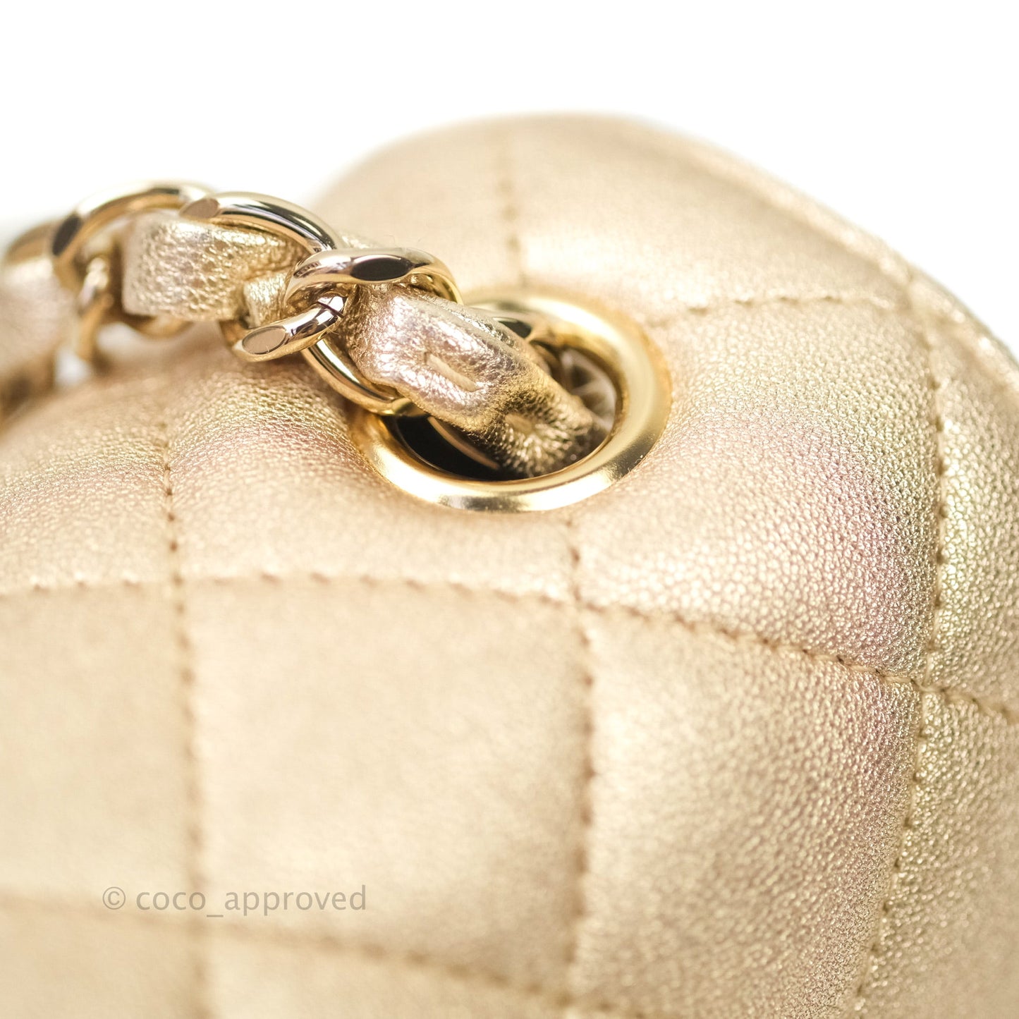 Chanel Quilted Mini Rectangular Metallic Champagne Gold Lambskin Gold Hardware