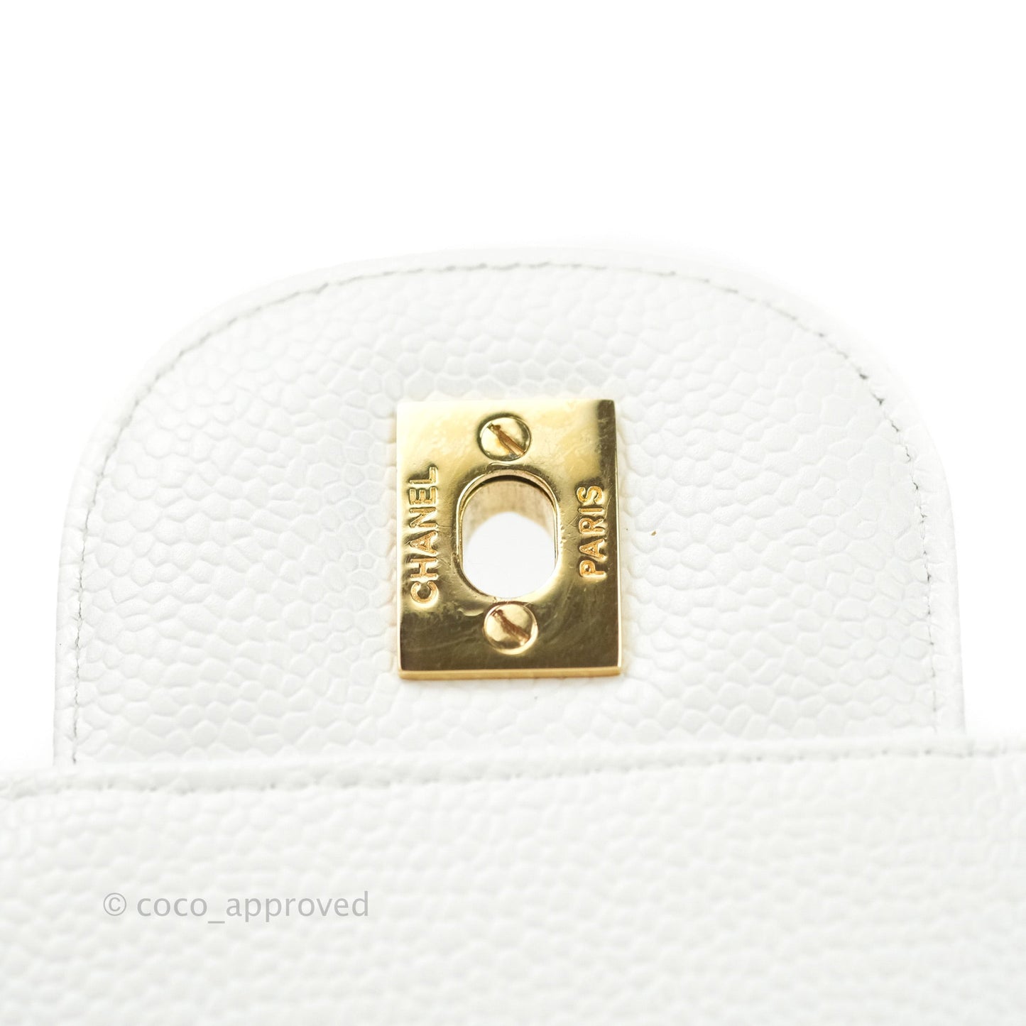Chanel Jumbo Single Flap White Caviar Gold Hardware⁣⁣