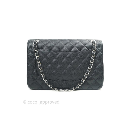Chanel Classic Jumbo Double Flap Black Caviar Silver Hardware⁣⁣