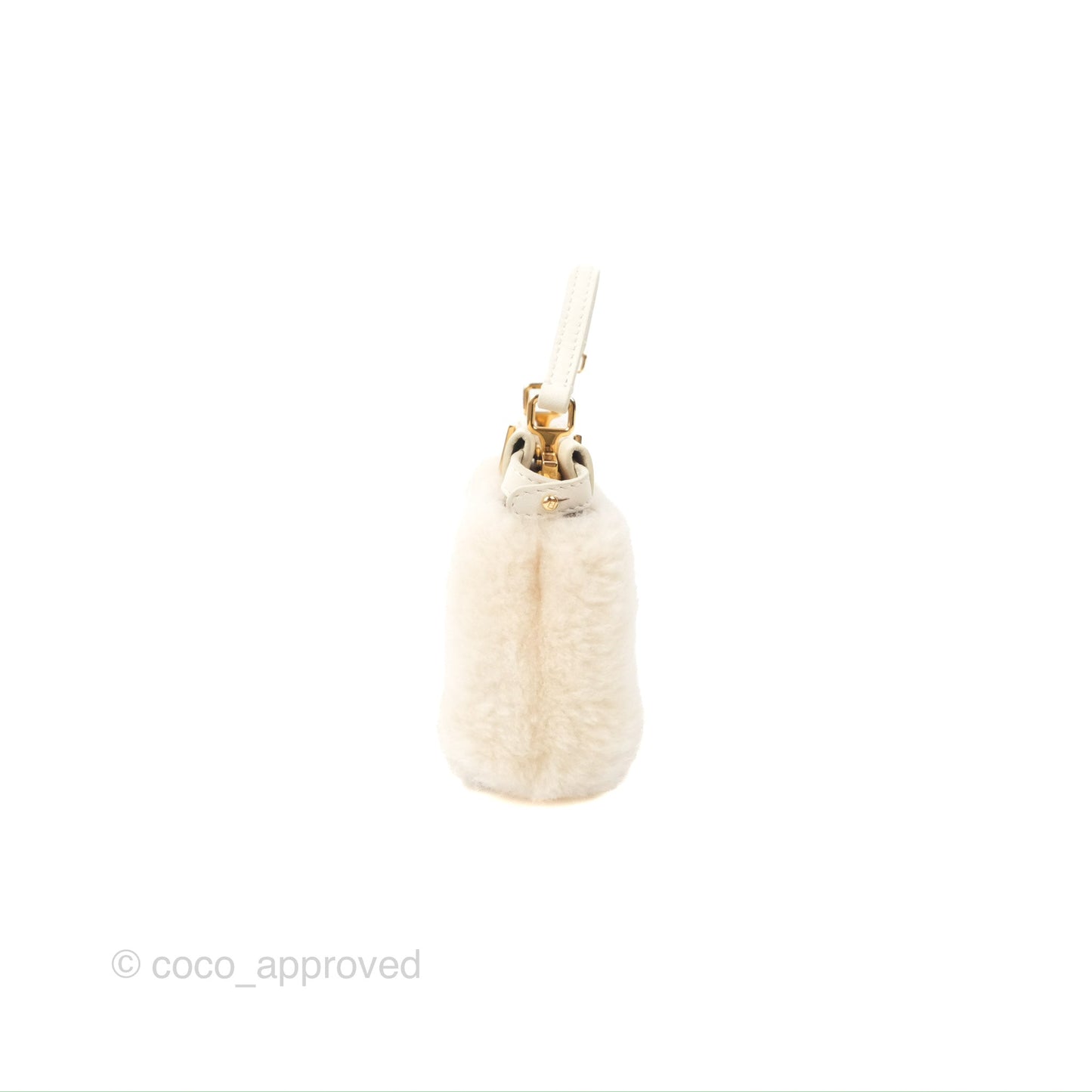 Fendi Micro Peekaboo Bag White Shearling Gold Hardware