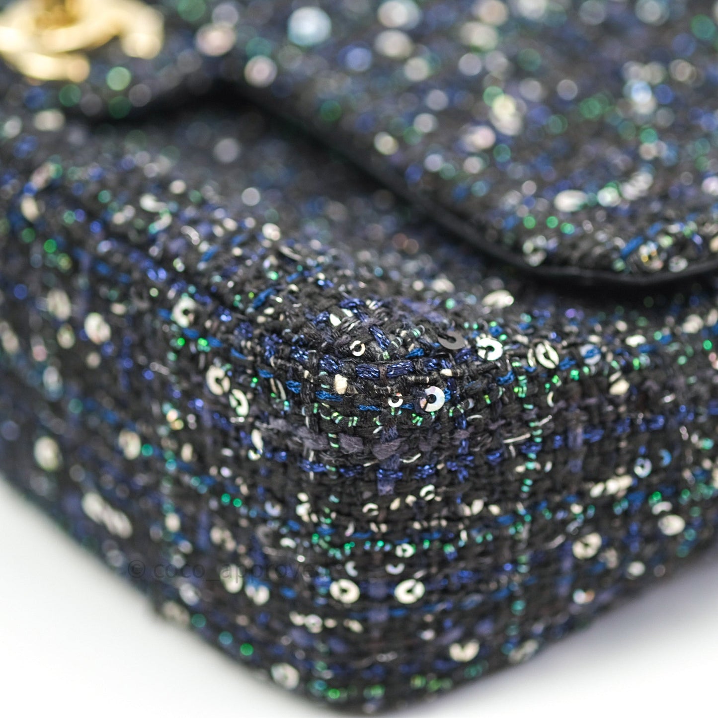 Chanel Tweed Medium Pearl Handle Flap Black Ecru