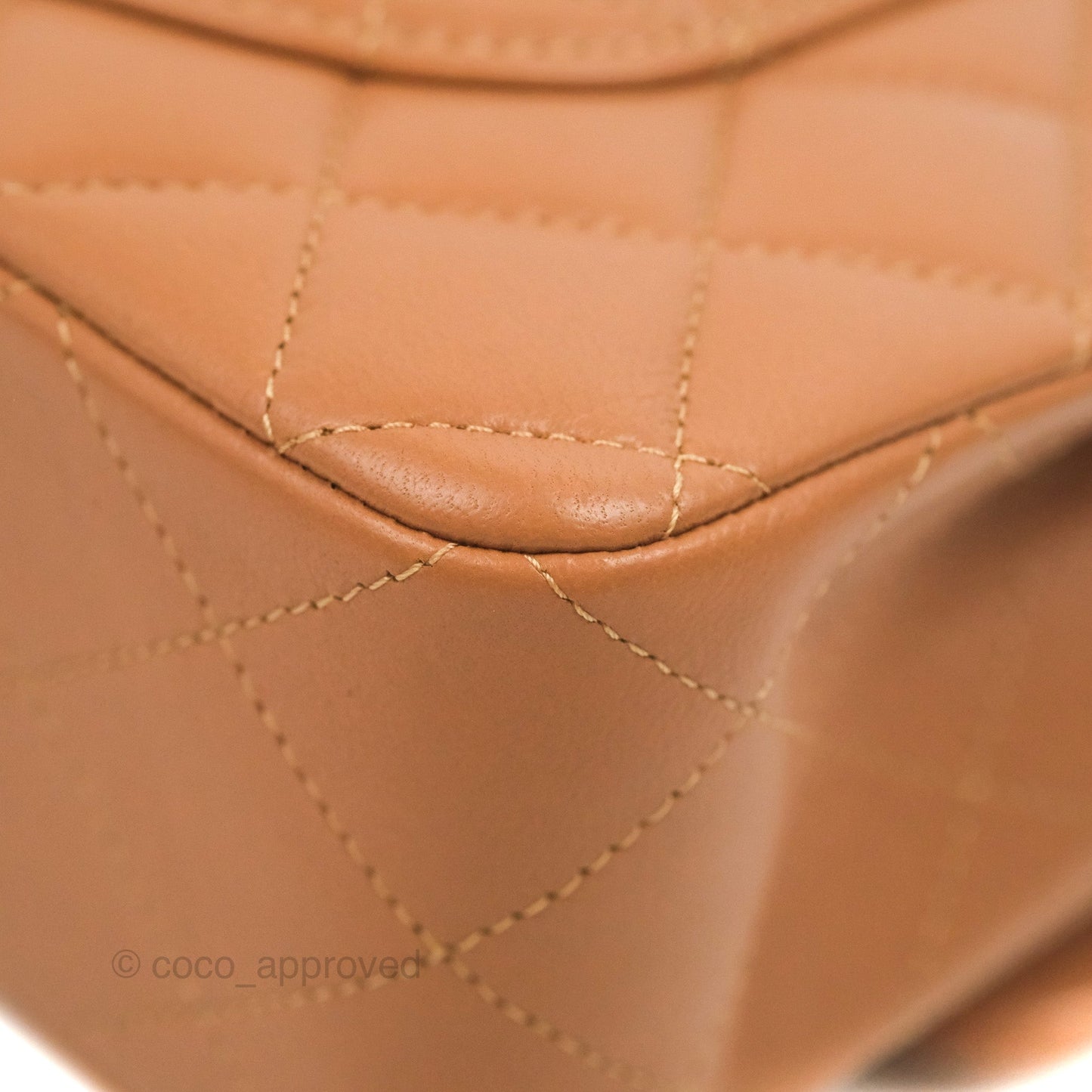 Chanel Small Classic Quilted Flap Dark Beige Caramel Lambskin Gold Hardware