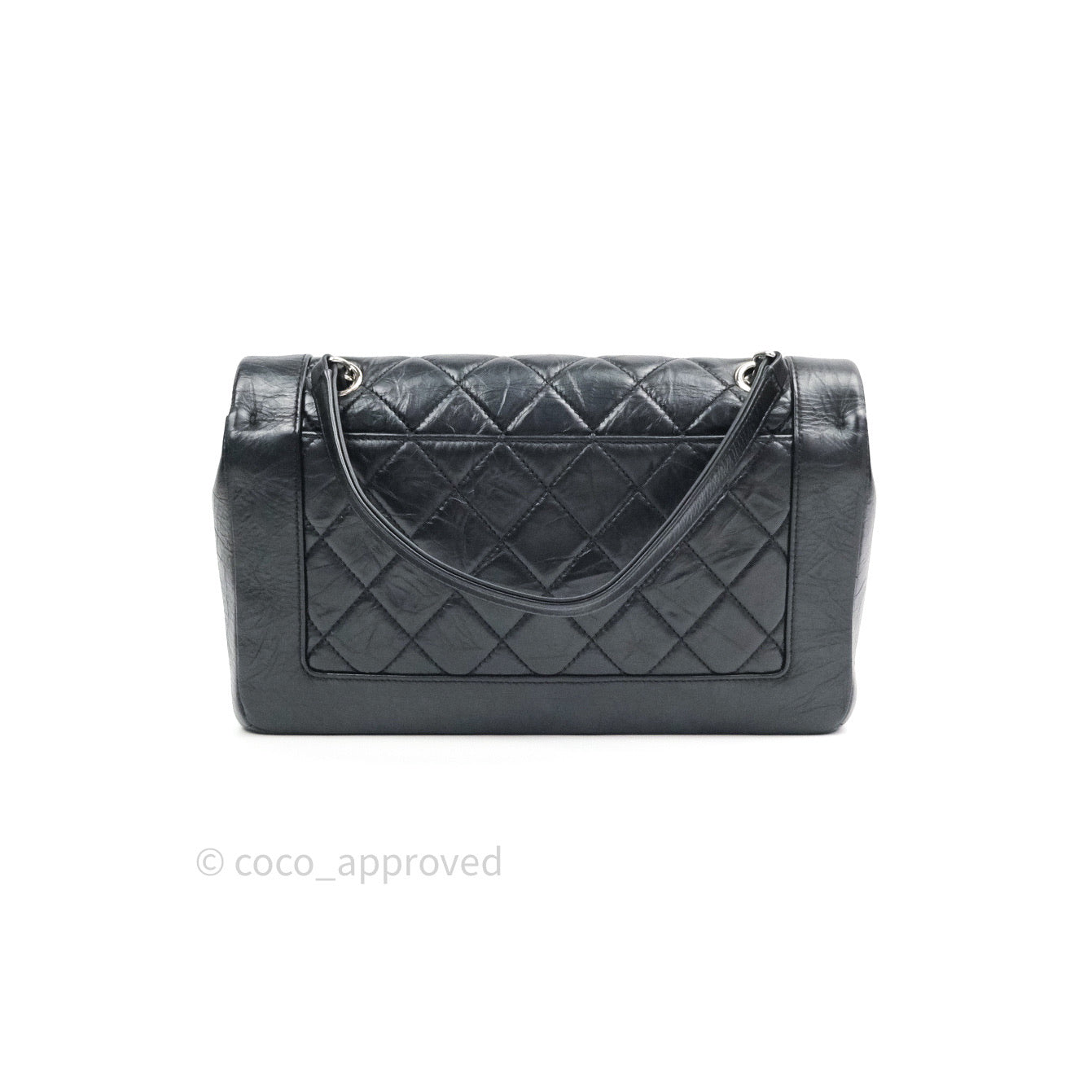 Chanel Bi Quilted Crumpled Calfskin Black Silver Hardware