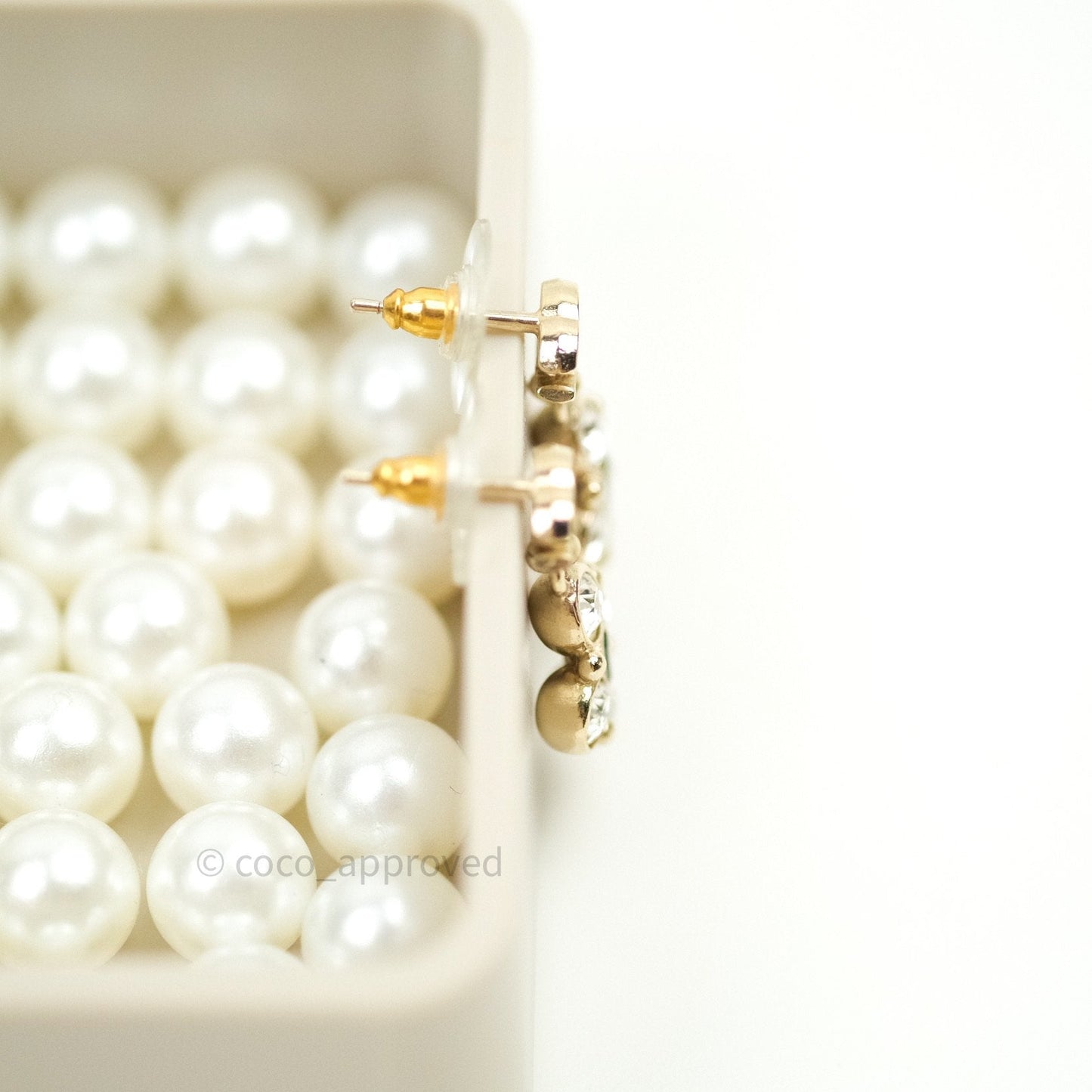 Chanel CC Drop Earrings Crystal Gold 18B