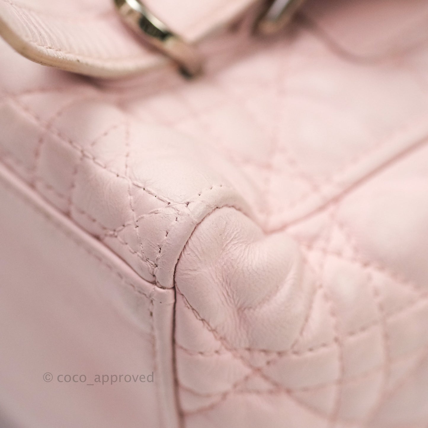 Christian Dior Lambskin Cannage Small Lucky Badge Stardust Backpack Soft Pink