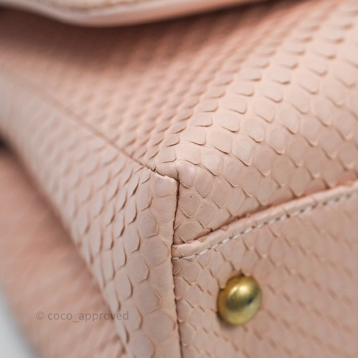 Chanel Quilted Mini Coco Handle Baby Pink Python Gold Hardware