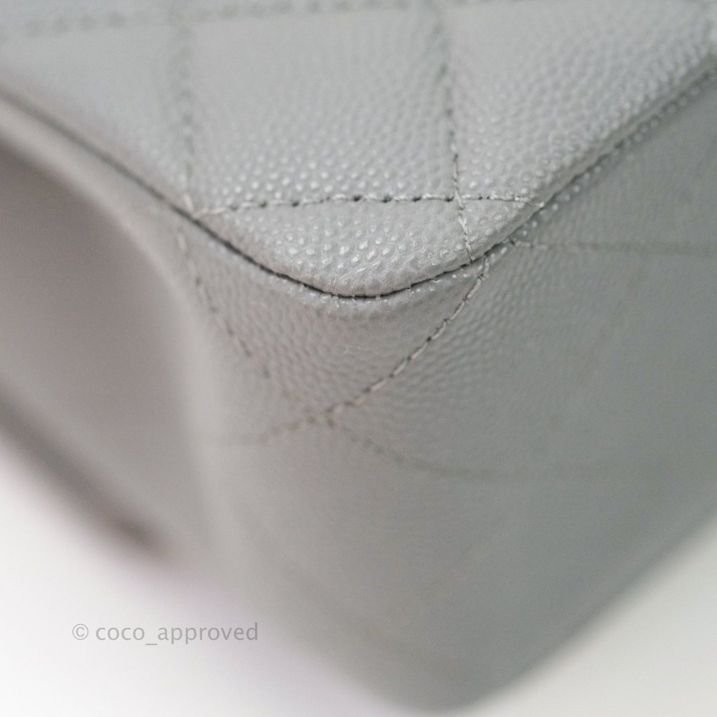 Chanel Classic M/L Medium Double Flap Quilted Grey Caviar Gold Hardware 20C