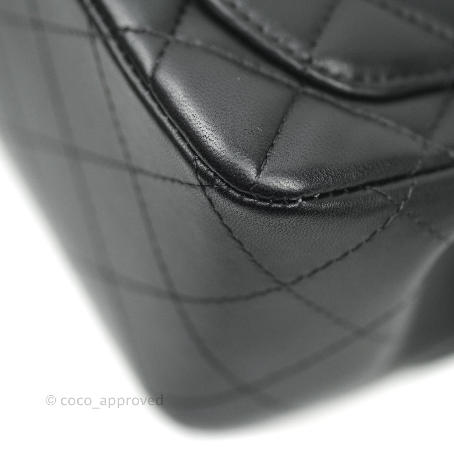Chanel Mini Square Black Lambskin Aged Gold Hardware