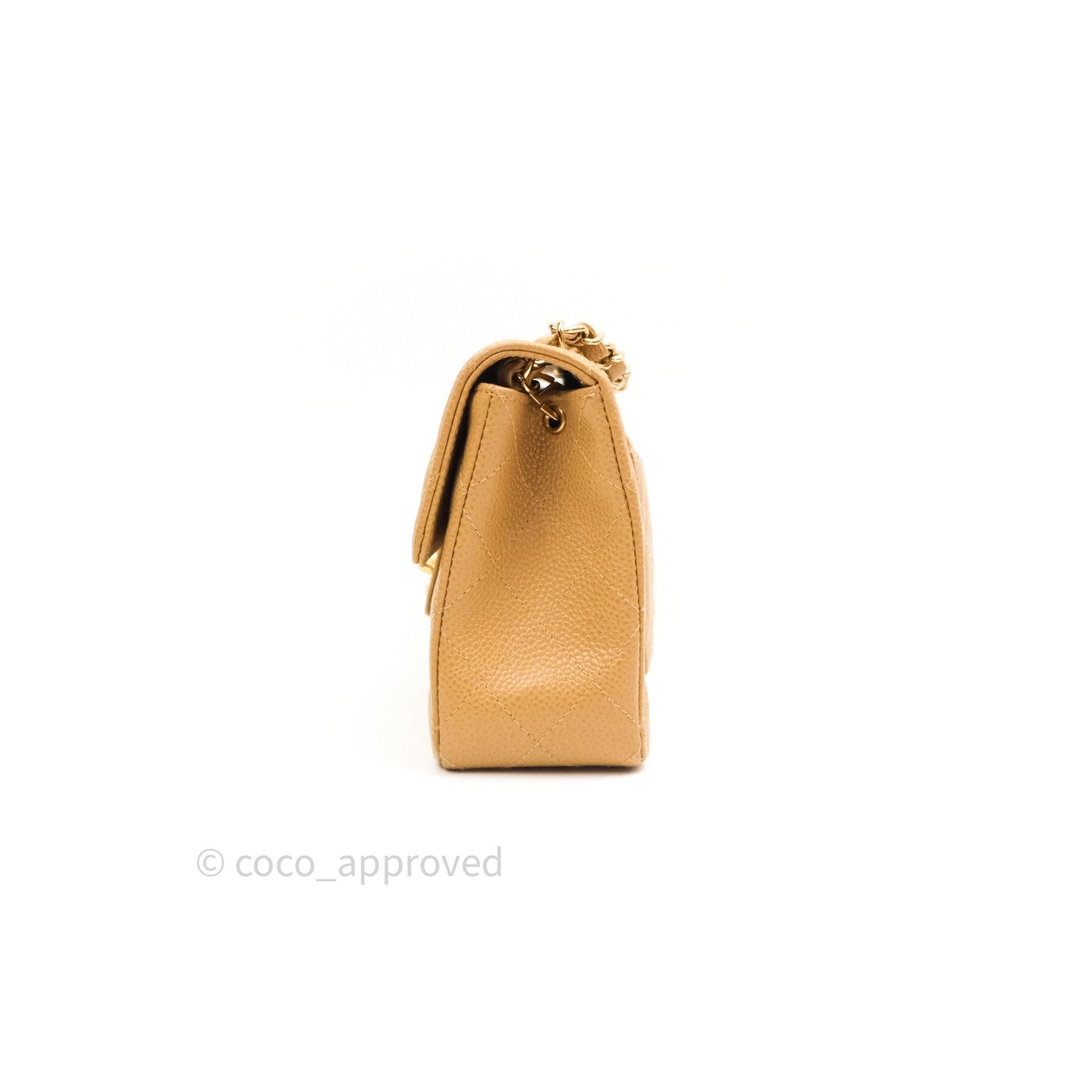 Chanel Quilted Vintage Mini Square Flap Beige Caviar 24K Gold Hardware