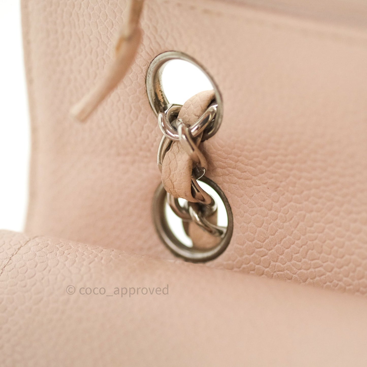 Chanel Classic M/L Medium Double Flap Sakura Pink Caviar Silver Hardware