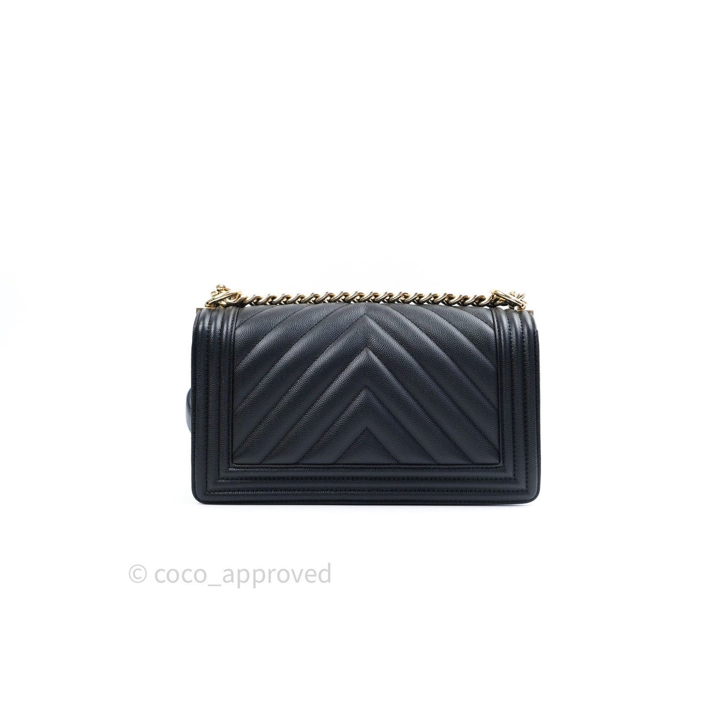 Chanel Boy Chevron Medium Black Caviar Gold Hardware