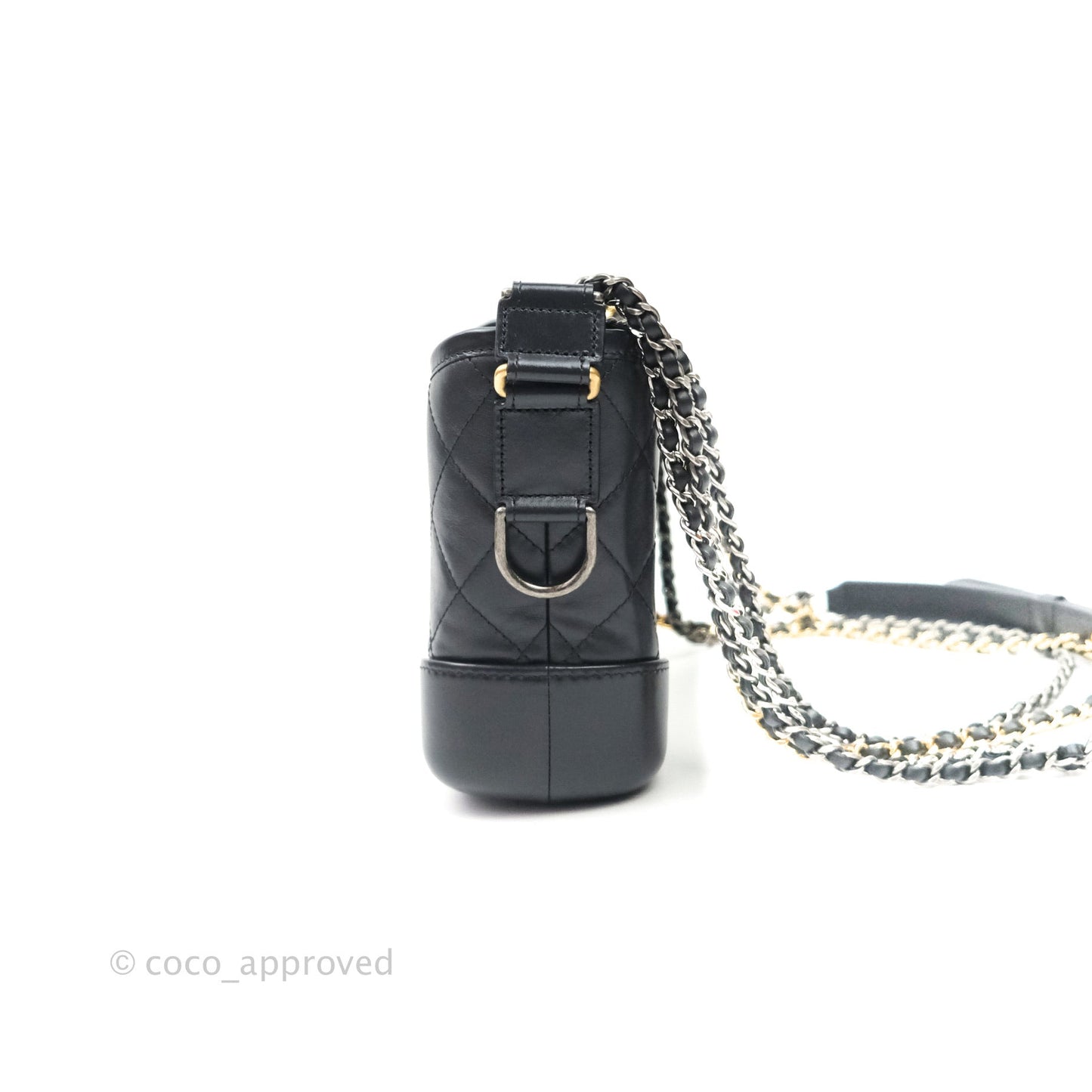 Chanel Quilted Small Gabrielle Hobo Grey Calfskin Mixed Hardware
