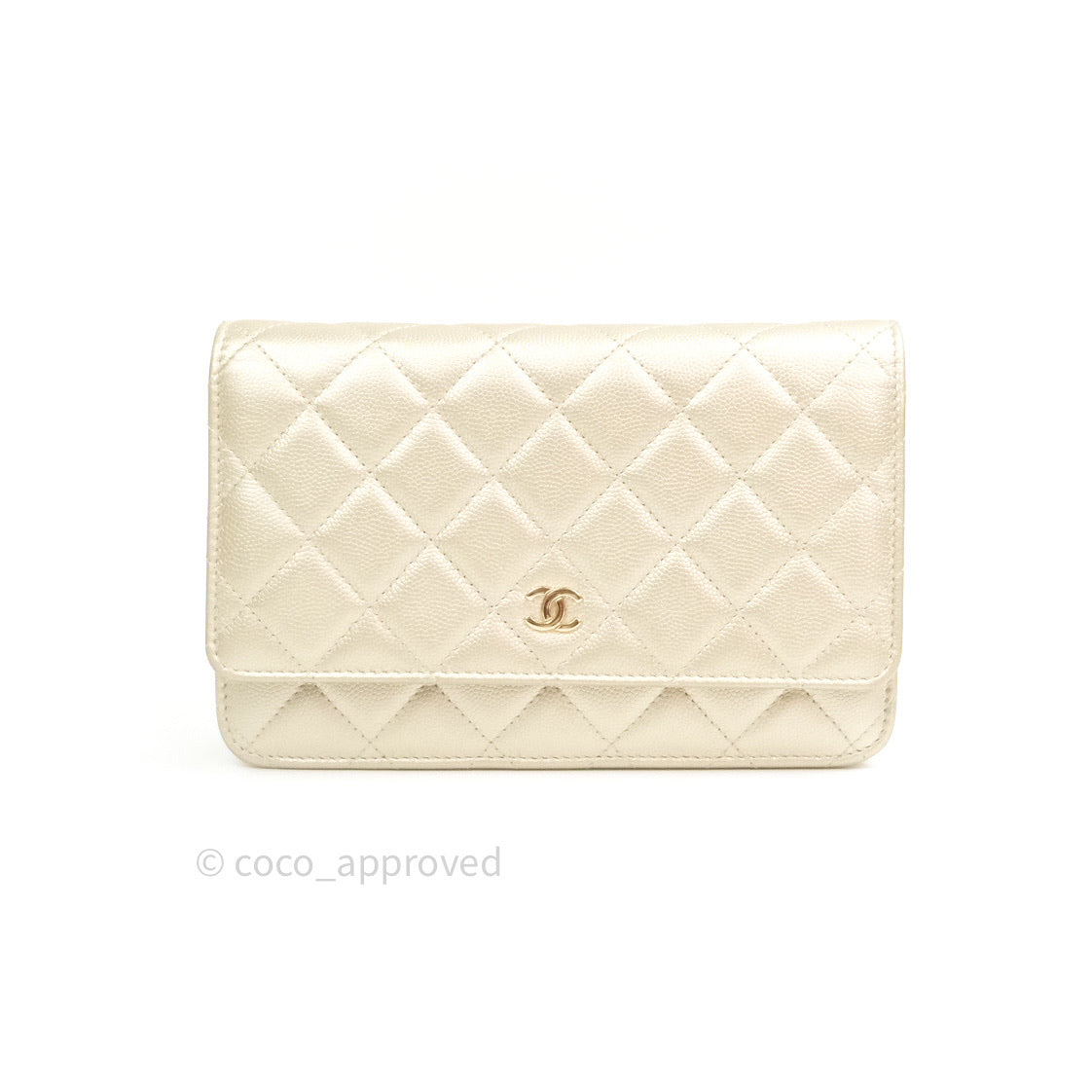 Chanel Quilted Wallet on Chain WOC Light Gold Caviar Gold Hardware