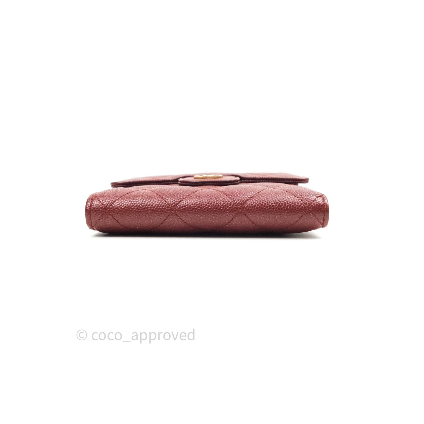 Chanel Classic Small Compact Wallet Iridescent Burgundy Gold Hardware