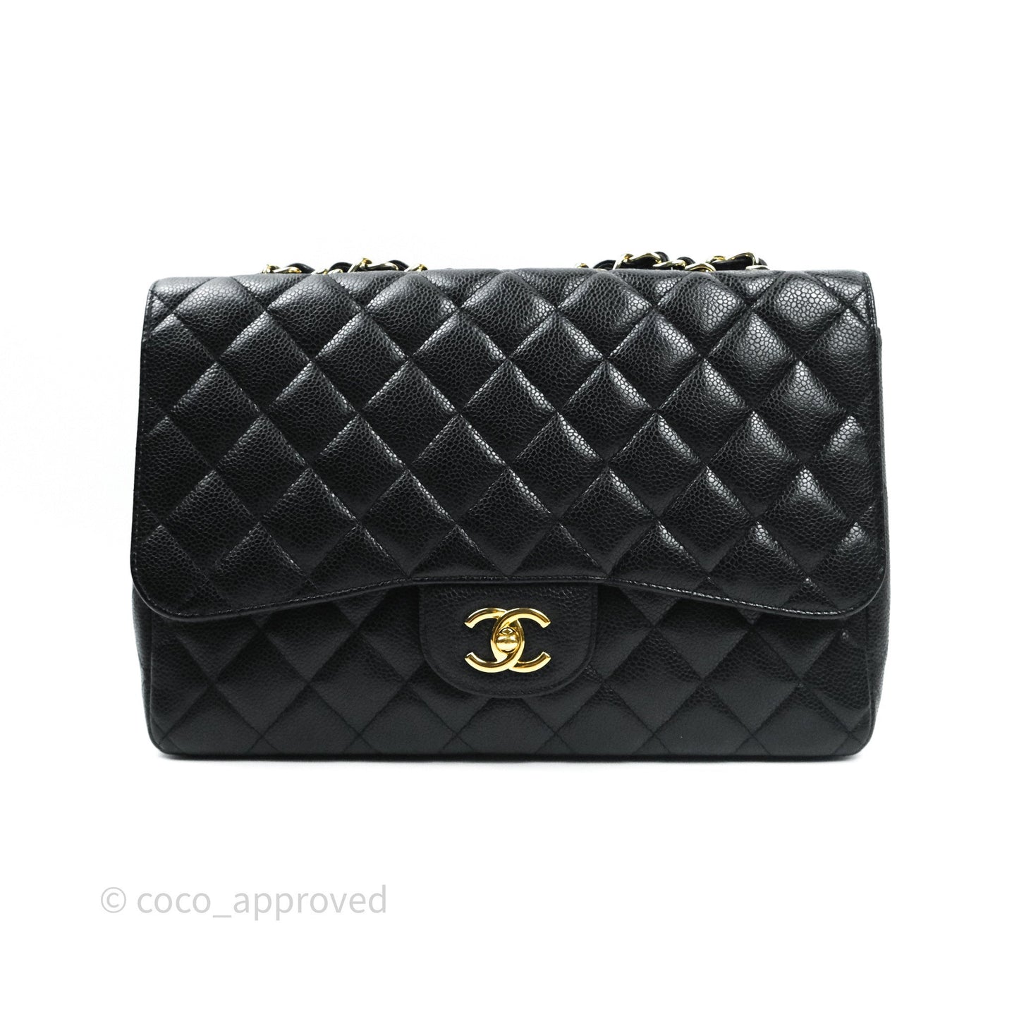 Chanel Jumbo Single Flap Black Caviar Gold Hardware⁣⁣
