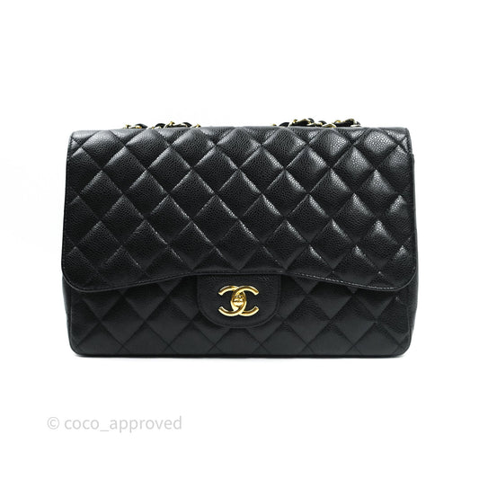 Chanel Jumbo Single Flap Black Caviar Gold Hardware⁣⁣