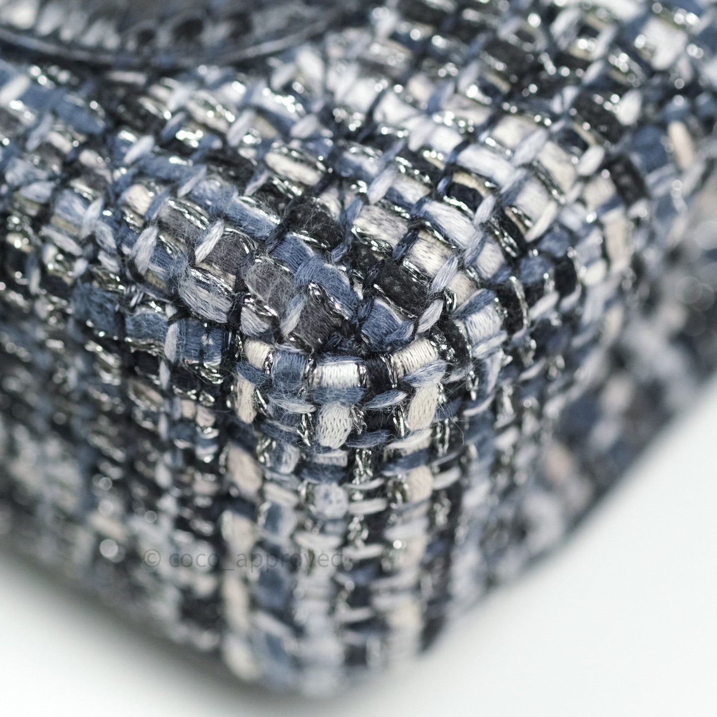 Chanel Quilted Small CC Filigree Flap Blue Tweed With Python 18S
