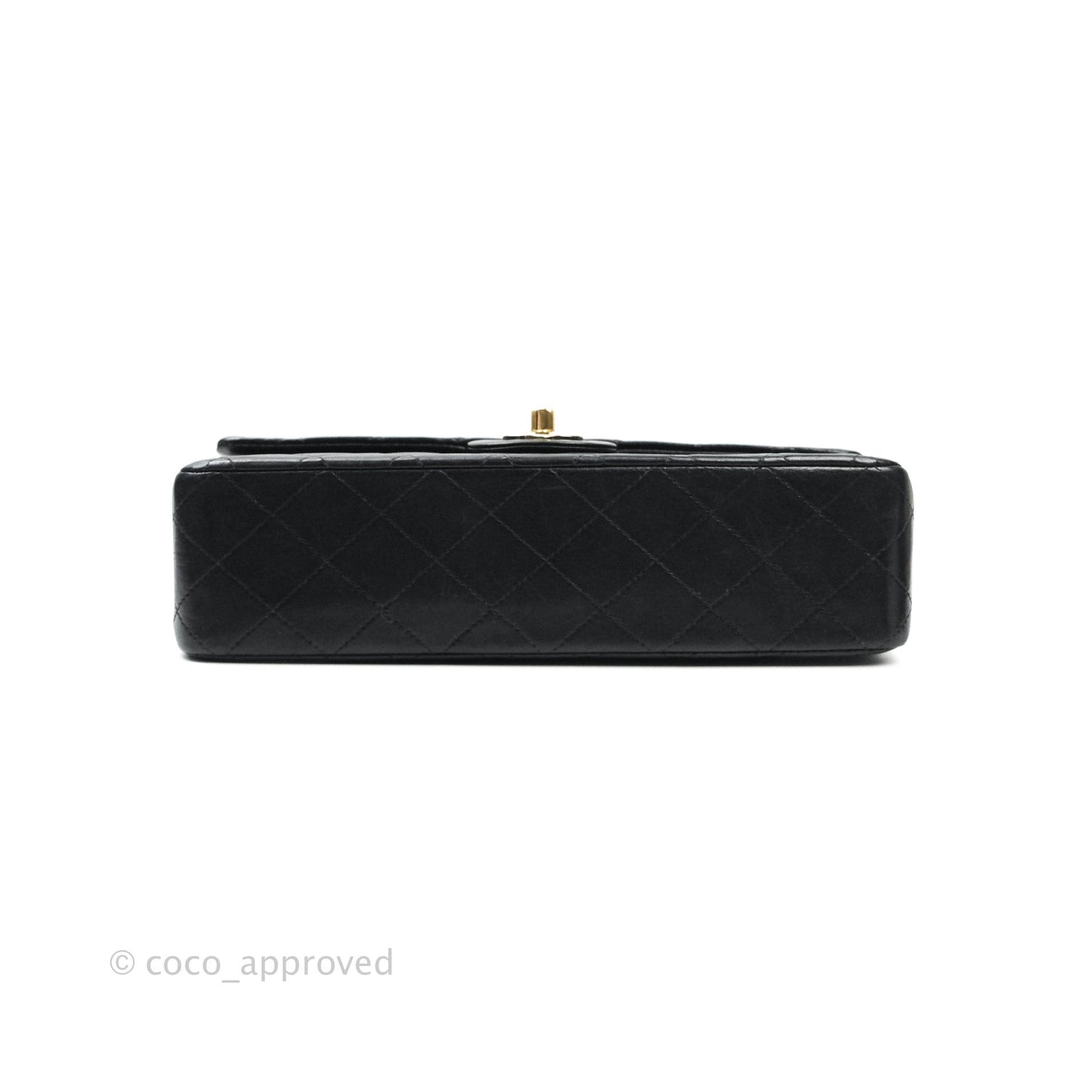 Chanel Vintage M/L Lambskin Medium Double Flap Bag Black
