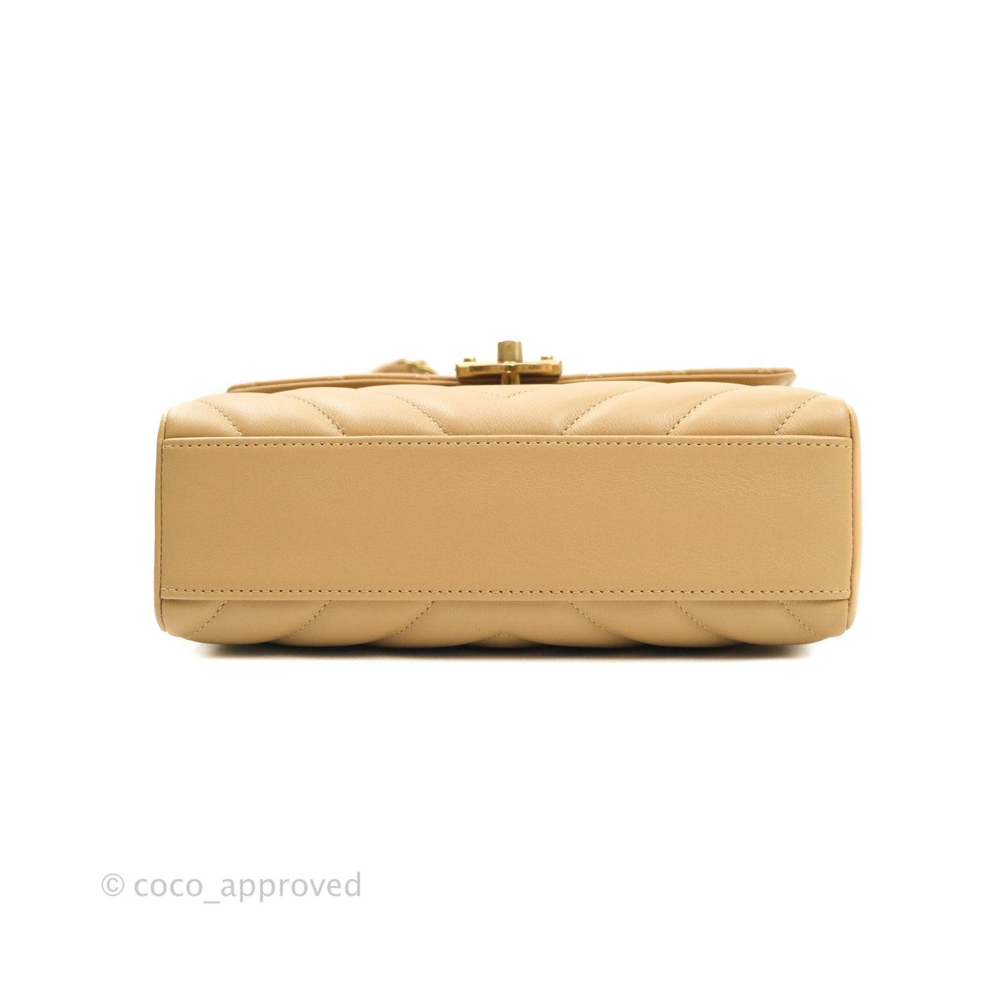 Chanel Quilted Chevron In The City Bag Beige Calfskin Aged Gold Hardware