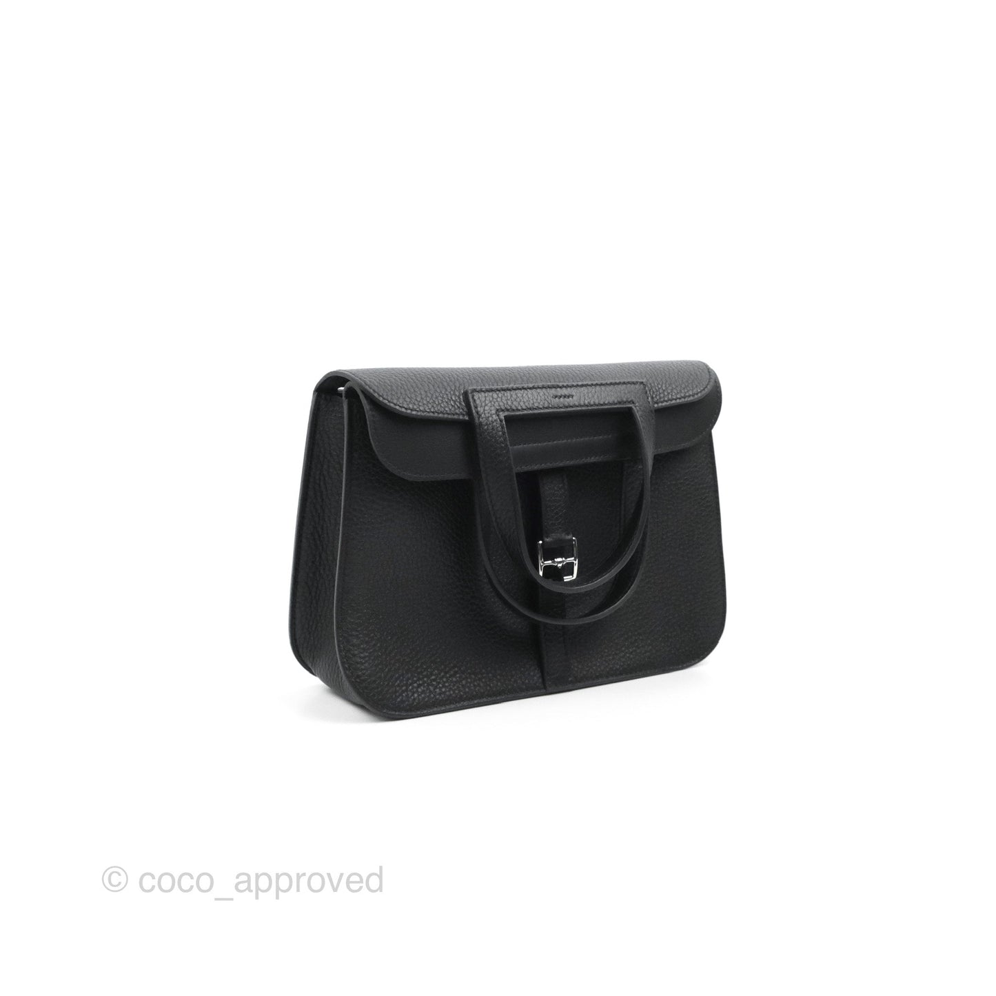 Hermès Halzan 25 Black Clemence Palladium Hardware