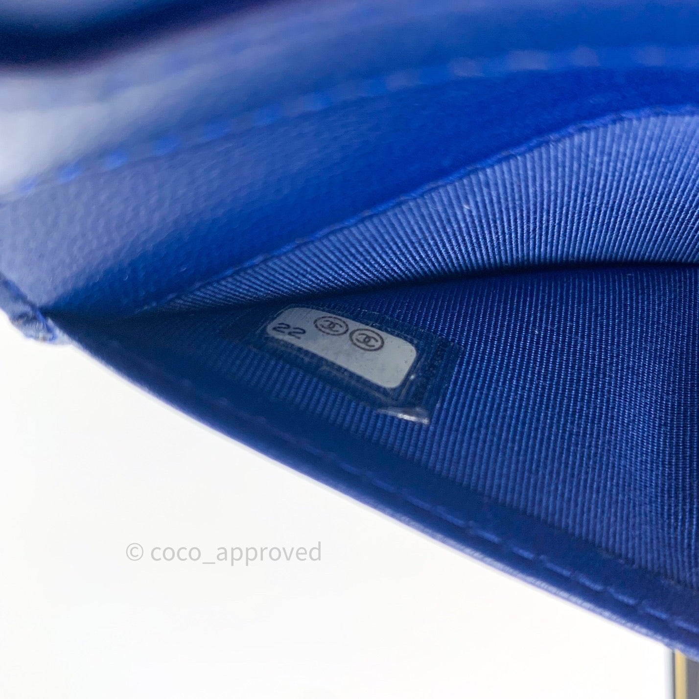 Chanel Blue Card Holder Lambskin Silver Hardware