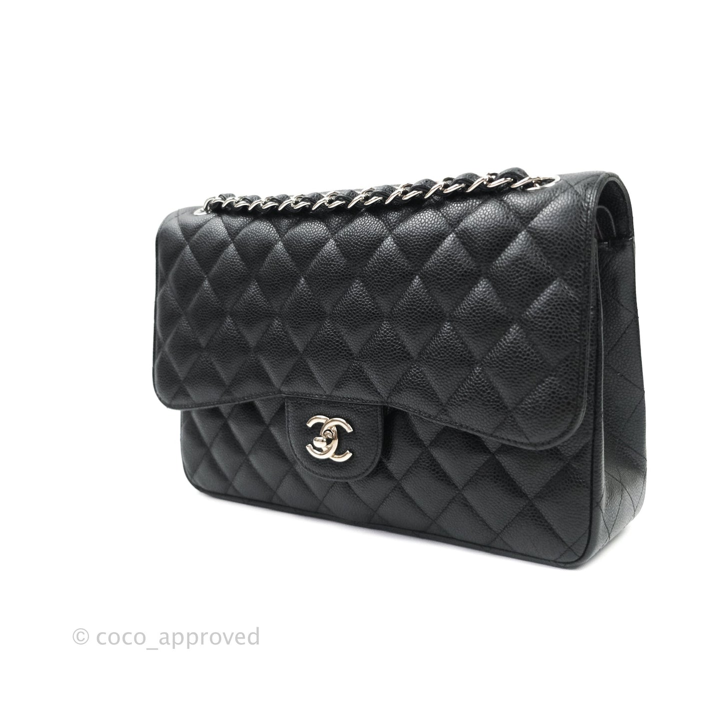 Chanel Jumbo Double Flap Black Caviar Silver Hardware⁣⁣